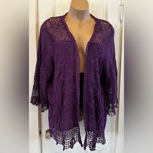 Lane Bryant Purple Crochet Women’s Summer Cardigan Size 26/28